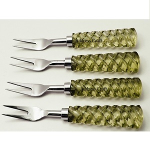 Juego de vajilla de acero inoxidable de 4 piezas de diseñador de mini tenedor personalizado de Venta caliente con mango de resina epoxi creativo Mini tenedor personalizado - Product Image 3