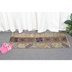 Alfombra de lana marrón Vintage de 1,3x3,4 pies, clásica, turca, área grande, rectángulo, patrón abstracto, respaldo de látex para pasillo, alfombra para habitación - Product Image 4