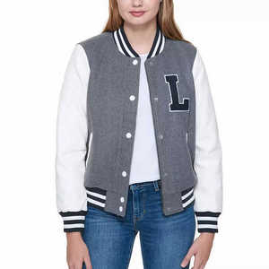 Chaqueta de béisbol para mujer, chaqueta universitaria para mujer con manga larga, chaqueta con letras bordadas de lana y poliéster de primera calidad para mujer - Product Image 3