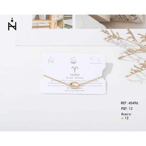 Bracelet à breloques Z Plus Era Tauro, en acier inoxydable doré, minimaliste, unisexe, à porter au quotidien, 12 pièces - Product Image 1