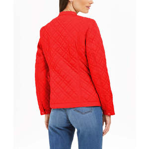 Giacca in Pelle Trapuntata Oversize da Donna Charter Club Rossa con Colletto alla Coreana e Cappuccio, Logo Personalizzabile, Taglia XL per la Stagione Autunnale - Product Image 3