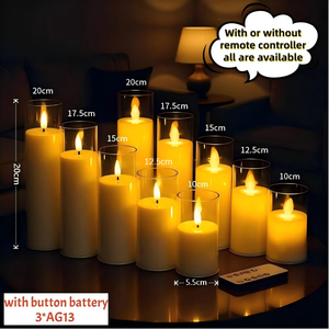 Bougies LED en acrylique tendance avec <span class=keywords><strong>flamme</strong></span> mobile, bougies sans <span class=keywords><strong>flamme</strong></span> à piles avec télécommande pour la décoration de mariage - Product Image 1