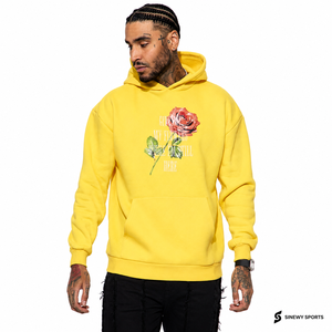 Sweat-shirt à capuche en molleton jaune pour homme, respirant, avec poche, imprimé, coupe ample, décontracté, pour l'hiver - Product Image 3