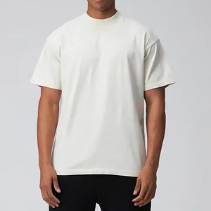 OEM Conception de logo personnalisé T-shirt pour hommes 100% coton vierge surdimensionné épaule tombante côtelée col rond T-shirts vierges pour hommes - Product Image 2