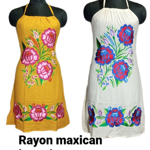 เดรสผ้าเรยอนขนาดเล็กมีสไตล์2022เดรสลำลองมีกระดุมแบบเม็กซิกันดีไซน์แบบดั้งเดิมสไตล์โบฮีเมียนแฟชั่นสไตล์โบฮีเมียน - Product Image 2