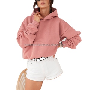 Sweat-shirt rose décontracté surdimensionné pour femmes |   Haut à capuche à manches longues pour femme, collection automne-hiver - Product Image 3