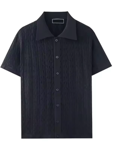 Suéter de Punto Personalizado para Hombre, Camiseta Polo de Algodón con Jacquard, Top Vintage de Manga Corta con Patrón, Suéter de Punto de Verano - Product Image 2