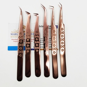 Pinces à épiler professionnelles en or rose à motif cœur à 65 degrés pour extensions de cils, pinces durables - Product Image 4