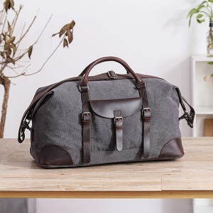 Leather Canvas Travel Bag Large Duffel With Detachable Shoulder <b>Strap</b> Weekend Overnight Durable Tote LCTB-0061 - Product Image 3