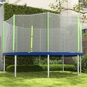 Sportnow Filet de sécurité pour trampoline extérieur à 8 pôles avec entrée à glissière Noir et vert PE Diamètre 366x180 cm - Product Image 1
