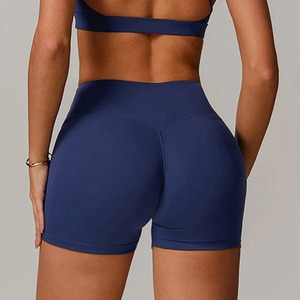 กางเกงขาสั้นผ้าฝ้ายสำหรับออกกำลังกายเล่นโยคะของผู้หญิงกางเกงขาสั้นสีพื้นสูงปานกลางสูงสำหรับ100% ควบคุมหน้าท้อง - Product Image 5