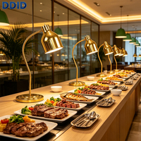 Hotel Commerciële Keukenapparatuur Enkelkopsige Gouden Flexibele Vrij Verstelbare Zwanenhals Voedselverwarmingslamp Restaurant Voedselverwarmer