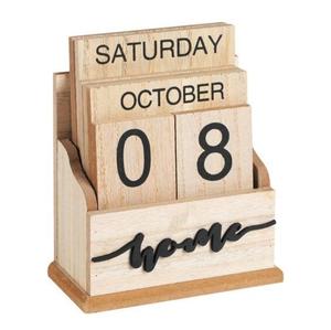 Venta al por mayor Calendario rectangular de madera maciza Decoración de mesa ecológica Exportación directa Diseño clásico - Product Image 6