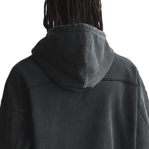 Sweat à capuche surdimensionné d'hiver en coton lourd 400 GSM pour hommes, pull vintage lavé, sans ficelle, approvisionnement en gros - Product Image 6