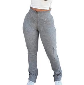 Wholesale 100% Cotton <b>Women's</b> <b>Jogger</b> Pants Flare Baggy <b>Straight</b> <b>Leg</b> Sweatpants High or Mid Waist Breathable and Soft Sale - Product Image 4