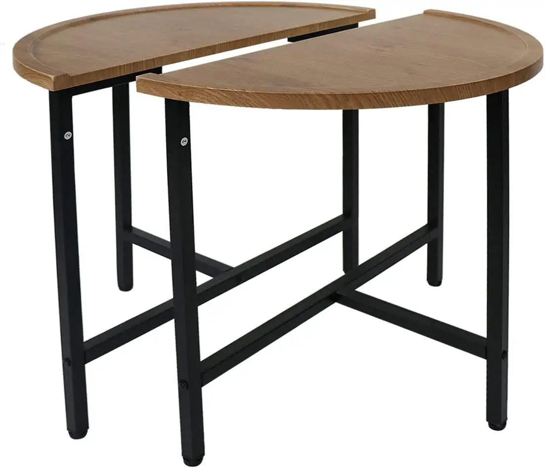 2 Tables à assembler en demi-cercle, petit canapé café moderne Table à thé pour salon bureau balcon bureau en bois