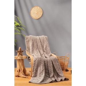 Beige Cotton <b>Box</b> Emboss Double <b>Blanket</b> with Edge Banding - Product Image 1