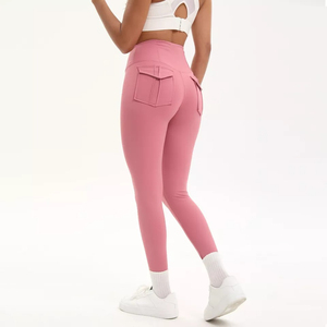 Latest Women's High Waist <b>Leggings</b> <b>with</b> Large <b>Pockets</b> Knitted Breathable Quick Dry Yoga Workout Pants OEM Customizable - Product Image 6