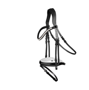 Bride de coiffe anatomique avec bandeau de nez à tirer vers l'arrière, bande de sourcils incurvée, cristaux scintillants en cuir de qualité supérieure - Product Image 5