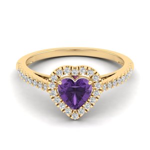 แหวนหมั้นเพชรทรงหัวใจ 0.75 กะรัต ประดับพลอยอะมีทิสต์  ทองคำขาว 14K คุณภาพสูง ได้รับการรับรองจาก IGI สำหรับผู้หญิง - Product Image 6