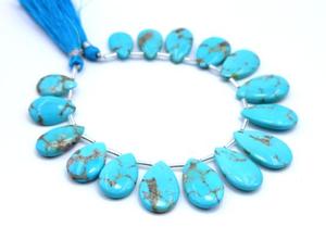 Naturel Arizona Turquoise Lisse Poire Larme Forme Perles Turquoise Pierres Précieuses 8 Pouces Perles Prix de Gros - Product Image 4