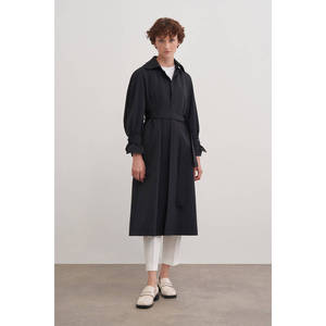 Manteau long pour femme avec épaulettes, noir, printemps-automne - Product Image 3
