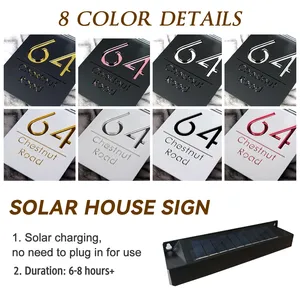 Señal de número de casa <span class=keywords><strong>solar</strong></span>, placa LED, láser acrílico 3D, nombre <span class=keywords><strong>Solar</strong></span>, señal de puerta, número de casa al aire libre, nombre de calle, placas de puerta - Product Image 6