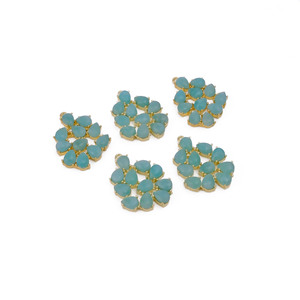 สร้อยคออัญมณีธรรมชาติจี้หยดน้ำฝนอเมซอนชุบทองป้องกันการเสื่อมเสียทำด้วยมือ - Product Image 4