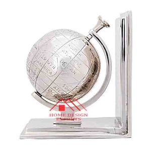 Sujetalibros de globo de Metal con acabado de níquel y plata, organizador de mesa de Metal de aluminio fundido, extremo de libro - Product Image 3