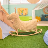 Convient à l'âne à bascule en rotin naturel pour enfant Chaise jouet faite à la main Chaise de salle de jeu pour chambre d'enfant Pépinière