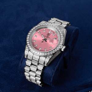 Luxury Unisex Stainless Steel Moissanite <b>Diamond</b> Watch Analog Date Display <b>Diamond</b> <b>Simulant</b> Bracelet Silver 44mm Quartz Glass - Product Image 5