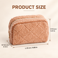 Pochette de maquillage matelassée personnalisée en gros, motif losanges, crème, avec fermeture éclair et breloque étoile, organiseur de voyage pour articles de toilette