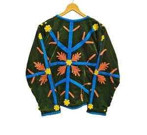 Chaqueta Corta Casual de Terciopelo Bordado Suzani para Mujer, Transpirable, Hecha a Mano, Diseño Artesanal Personalizado de Algodón - Product Image 1