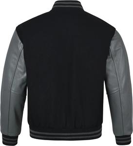 Chaqueta Bomber de béisbol Varsity hecha a medida para hombre con mangas de cuero de vaca, cuello exquisito con diseño de logotipo propio - Product Image 3