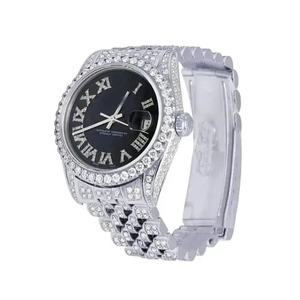 Luxurious HipHop Style Moissanite Diamond <b>Watch</b> VVS Clarity Quartz Movement Steel Band Position <b>Black</b> Dial Fashion For <b>Men</b> Women - Product Image 3