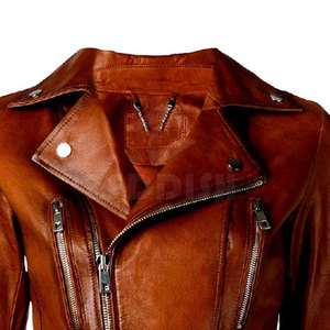 Vestes de moto d'hiver personnalisées grande taille en tricot solide en cuir véritable léger et décontractées pour femmes - Product Image 6