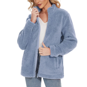 Veste zippée en sherpa, vêtements de sport OEM, sweat-shirt à capuche, respirant, femme, automne-hiver, grande taille, imperméable, réversible, uni - Product Image 1