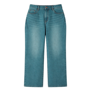 Jean en denim taille haute coupe droite pour femme grande taille, coupe ample, délavage foncé, été, respirant, coton, style vintage, décontracté, vêtement de travail, OEM - Product Image 3