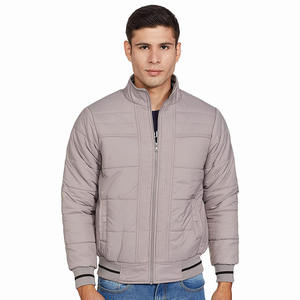 Veste polaire grise à manches longues et fermeture éclair avec col montant pour hommes vente en gros de vêtements de mode - Product Image 1