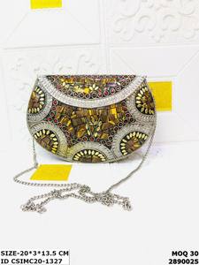 Craftstages International Handcrafted Designer Metal Mosaic Chains <b>Clutch</b> Ladies Multi-Color Box Patterned Flap Evening <b>Bags</b> - Product Image 3