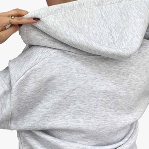 Nueva Sudadera con capucha con cremallera teñida lisa de otoño para mujer Vintage Look Oversized Poliéster Algodón Casual Invierno - Product Image 5