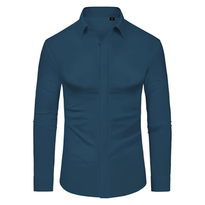 Camisas de vestir personalizables para hombre Camisas de vestir de negocios elásticas de manga larga de ajuste regular para hombres Camisas de algodón transpirables para hombres - Product Image 4