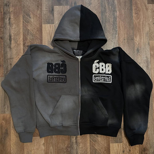 เสื้อฮู้ดสตรีทแวร์ลำลองสำหรับฤดูหนาว ผ้าฟลีซย้อมสีแบบแอซิดวอช 100% ผ้าฝ้ายแท้ ระบายอากาศได้ดี กันลม แห้งเร็ว รับผลิตตามสั่งขายส่ง - Product Image 1