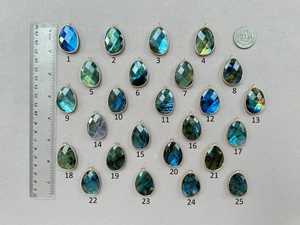 Collier pendentif labradorite à facettes plaqué or Vintagelike pierre précieuse grise naturelle avec de longs bijoux pour fiançailles - Product Image 6