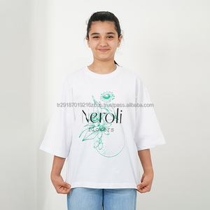Vente en gros de t-shirt imprimé à col rond en tissu jersey pour fille de haute qualité de Turquie pour enfants - Product Image 1