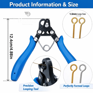 Pince à boucler de précision en acier inoxydable de haute qualité, taille de boucle 1,5 mm, outil de fabrication de bijoux, 12,4 cm, mini-outil de formage de boucles OEM/ODM - Product Image 5