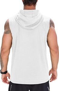 เสื้อฮู้ดแขนกุดผู้ชายมีฮู้ดน้ำหนักเบาและระบายอากาศได้ดีเหมาะสำหรับการฝึกออกกำลังกายหรือชุดลำลอง - Product Image 5