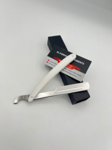 Rasoir à raser personnalisé avec logo, manche en plastique léger, couleur blanche, rasoirs turcs à lame traversante pour le soin du visage des hommes - Product Image 5