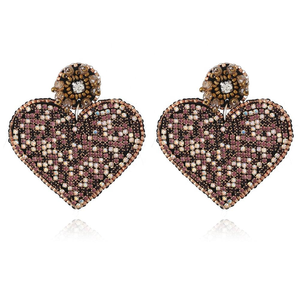 Bohemian Female <b>Silver</b> Jewelry Hand-Woven Glass Seed Bead <b>Earrings</b> <b>Heart</b> Shape On-Trend Drop <b>Earrings</b> Weddings Parties Gift - Product Image 3