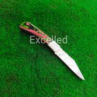 Cuchillo de bolsillo plegable multifuncional hecho a mano para supervivencia al aire libre con mango de madera Pakka personalizado y Funda de cuero gratis